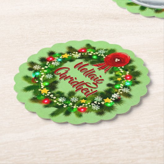 ノレイグチェリジルスコティッシュクリスマス ペーパーコースター (アングル)
