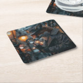 ノワールで狡猾なキツネの探偵 スクエアペーパーコースター (アングル)