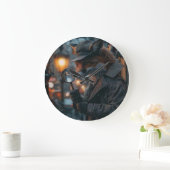 ノワールで狡猾なキツネの探偵 ラージ壁時計 (ホーム)