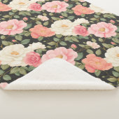 ノワールの花の暖エレガントかい手で描かれたスタイルバラ シェルパブランケット (3/4)