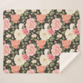 ノワールの花の暖エレガントかい手で描かれたスタイルバラ シェルパブランケット (正面(横))