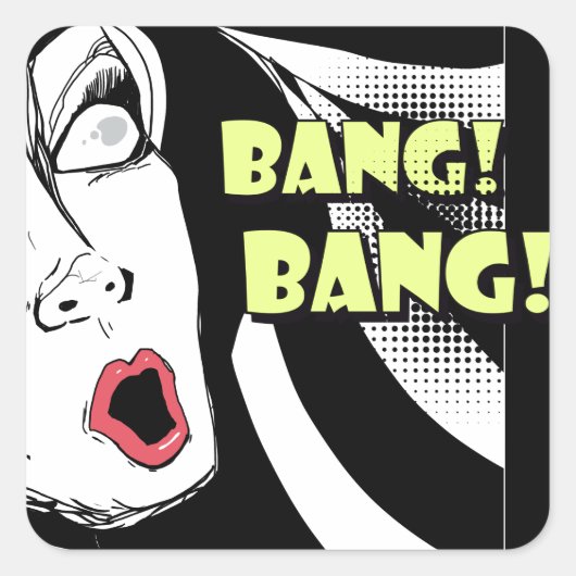 ノワール漫画スタイル怖い女性 – bang bang スクエアシール (正面)