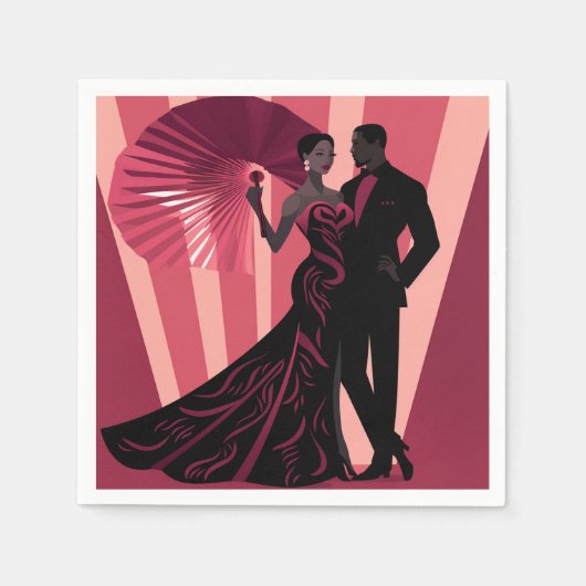 ノワール・エレガンス-レッド #1 スタンダードカクテルナプキン (正面)