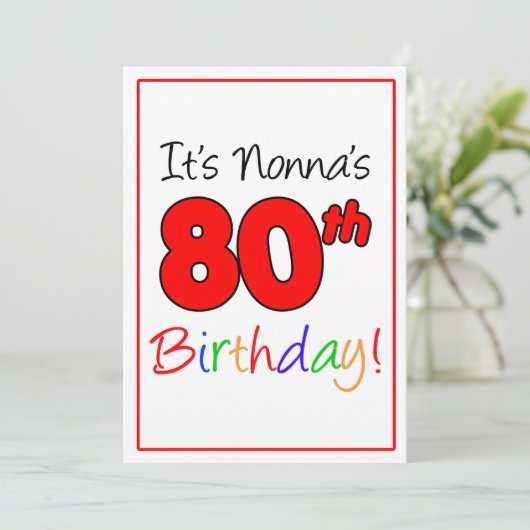 ノンナの80歳の節目の誕生日パーティーお祝い 招待状 (スタンド正面)