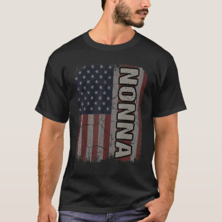 ノンナアメリカ国旗ヴィンテージ母の日ジュウの4日 Tシャツ