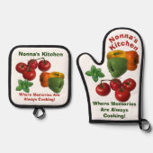 ノンナズキッチンイタリアンテーマ 鍋つかみ&鍋敷きセット (正面)