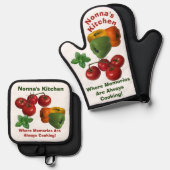 ノンナズキッチンイタリアンテーマ 鍋つかみ&鍋敷きセット (正面/裏面)