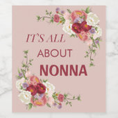 ノンナピンクと赤い牡丹の花 ワインラベル (シングルラベル)