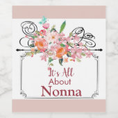 ノンナピーチの水彩花の話 ワインラベル (シングルラベル)