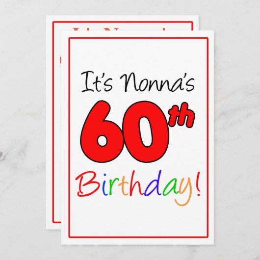 ノンナ第60回マイルストーンバースデーパーティーお祝い 招待状 (正面/裏面)