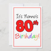 ノンノの80歳の節目の誕生日パーティーお祝い 招待状 (正面)