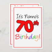 ノンノ70thマイルストーンバースデーパーティーお祝い 招待状 (正面/裏面)