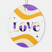ノンバイナリラブタイポグラフィプライドスパークリー文字 セラミックオーナメント (左)
