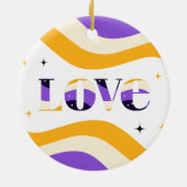 ノンバイナリラブタイポグラフィプライドスパークリー文字 セラミックオーナメント (裏面)