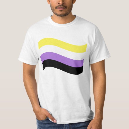 ノンバイナリーのウェーブする旗 Tシャツ (正面)