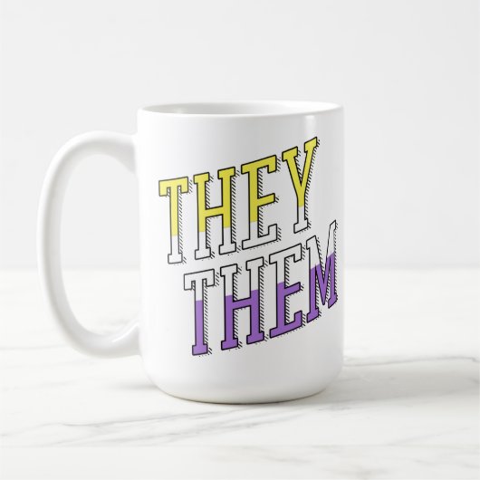 ノンバイナリーカラーのThey Them コーヒーマグカップ (左)