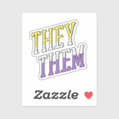 ノンバイナリーカラーのThey Them シール (シート)