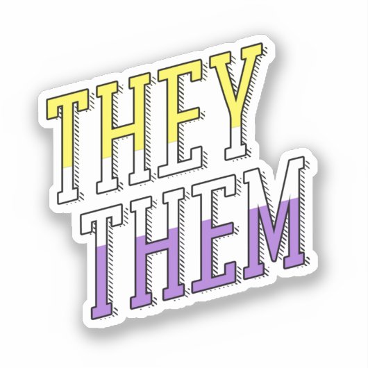 ノンバイナリーカラーのThey Them シール (正面)