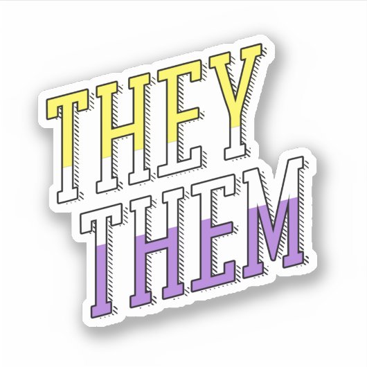 ノンバイナリーカラーのThey Them シール (正面)