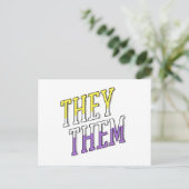 ノンバイナリーカラーのThey Them ポストカード (スタンド正面)