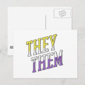 ノンバイナリーカラーのThey Them ポストカード (正面/裏面)