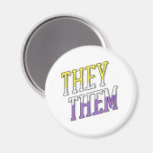 ノンバイナリーカラーのThey Them マグネット (正面/裏面)