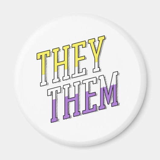 ノンバイナリーカラーのThey Them マグネット (正面)