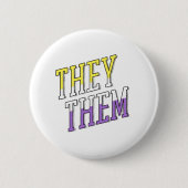 ノンバイナリーカラーのThey Them 缶バッジ (正面)