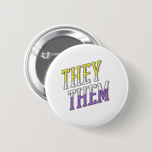 ノンバイナリーカラーのThey Them 缶バッジ (正面&裏面)