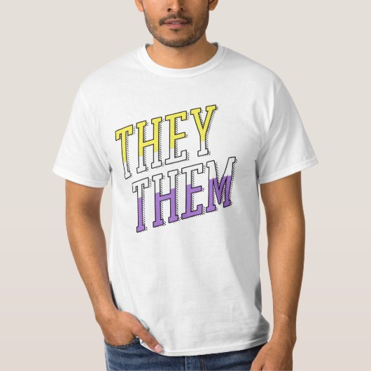 ノンバイナリーカラーのThey Them Tシャツ (正面)