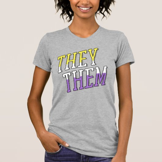 ノンバイナリーカラーのThey Them Tシャツ (正面)