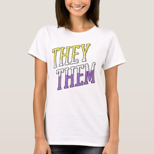 ノンバイナリーカラーのThey Them Tシャツ (正面)