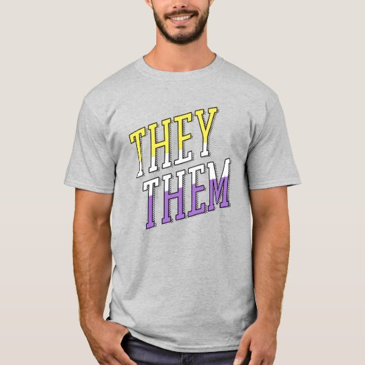 ノンバイナリーカラーのThey Them Tシャツ (正面)
