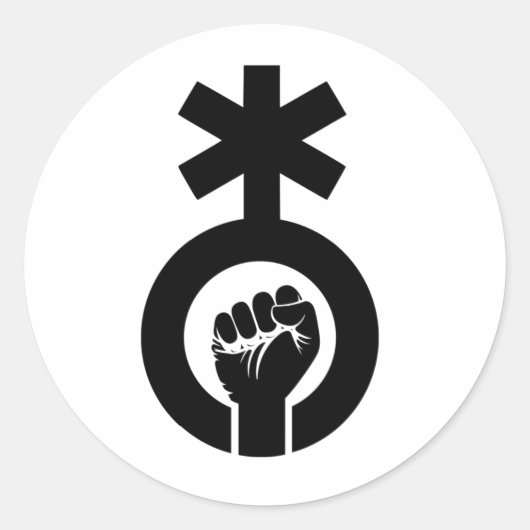 ノンバイナリーシンボルと拳 ラウンドシール (正面)