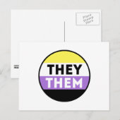 ノンバイナリーバッジ代名詞 - They Them ポストカード (正面/裏面)