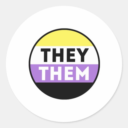 ノンバイナリーバッジ代名詞 - They Them ラウンドシール (正面)