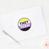 ノンバイナリーバッジ代名詞 - They Them ラウンドシール (封筒)