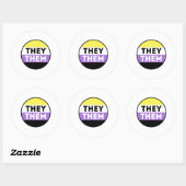 ノンバイナリーバッジ代名詞 - They Them ラウンドシール (シート)