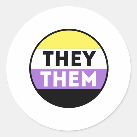 ノンバイナリーバッジ代名詞 - They Them ラウンドシール (正面)