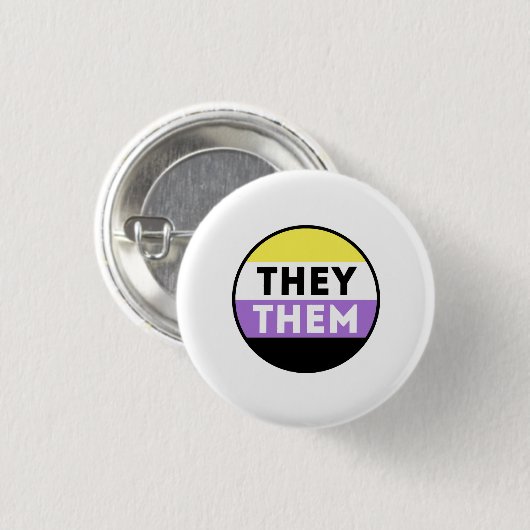 ノンバイナリーバッジ代名詞 - They Them 缶バッジ (正面&裏面)