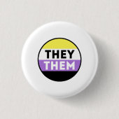 ノンバイナリーバッジ代名詞 - They Them 缶バッジ (正面)
