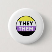 ノンバイナリーバッジ代名詞 - They Them 缶バッジ (正面)