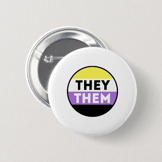 ノンバイナリーバッジ代名詞 - They Them 缶バッジ (正面&裏面)