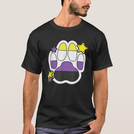 ノンバイナリーファーリーポーLGBTQ月ゲイの権利プライド Tシャツ (正面)