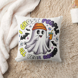 ノンバイナリー面白ハロウィン – 私は人をホーンテングする クッション