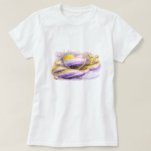 ノンバイナリー フラッグ 美意識 プライド Tシャツ (デザイン正面)
