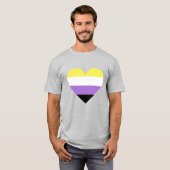 ノンバイナリー プライドフラグ ハート Tシャツ (正面フル)