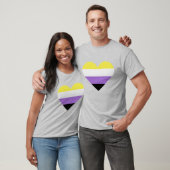 ノンバイナリー プライドフラグ ハート Tシャツ (ユニセックス)