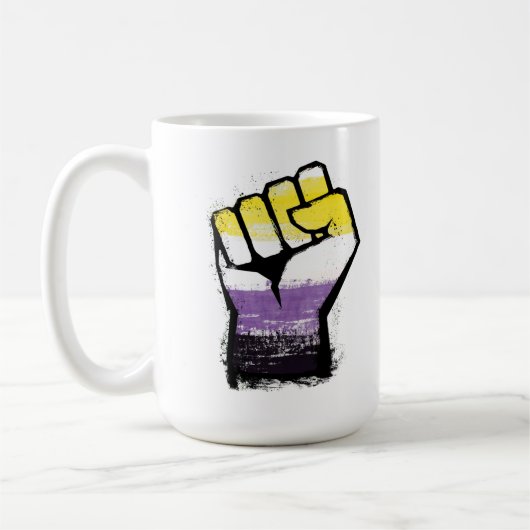 ノンバイナリー プライド 抗議 拳 コーヒーマグカップ (左)