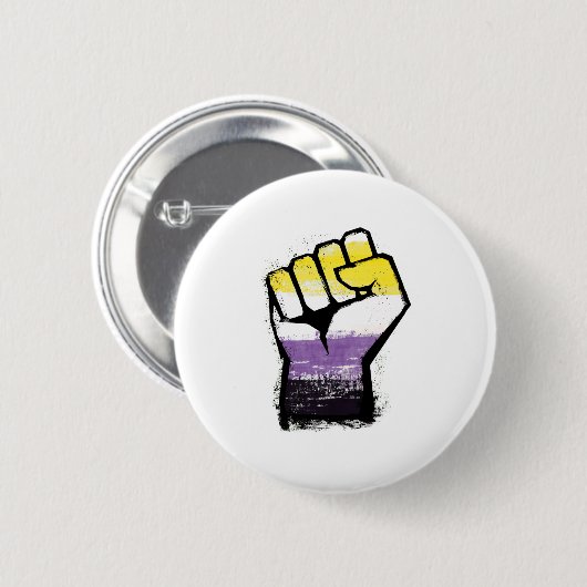 ノンバイナリー プライド 抗議 拳 缶バッジ (正面&裏面)